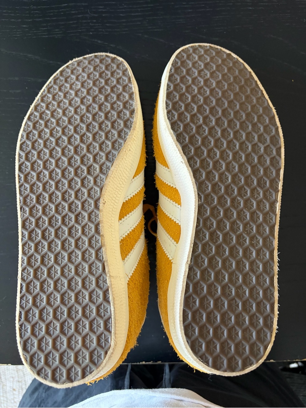 adidas Suede Gazelle Sneakers in Mustard Yellow with White Stripes - Picture 3 of 6